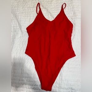 Red one piece swimsuit